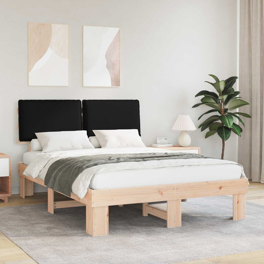 Letto con Testiera Rivestita Nero 150 x 200 cm Pino massello | homemem39
