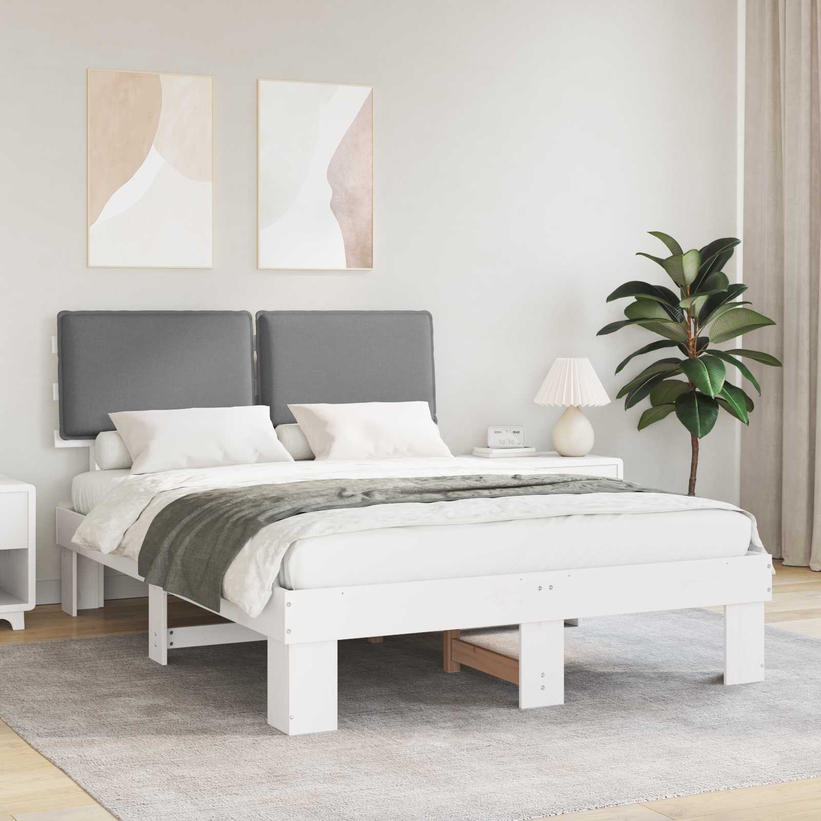 Letto con Testiera Rivestita Grigio chiaro 150 x 200 cm | homemem39