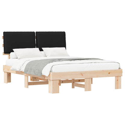 Letto con Testiera Rivestita Nero 140 x 200 cm Pino massello | homemem39