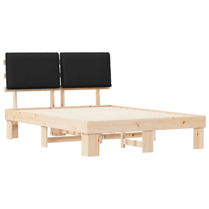 Letto con Testiera Rivestita Nero 140 x 200 cm Pino massello | homemem39
