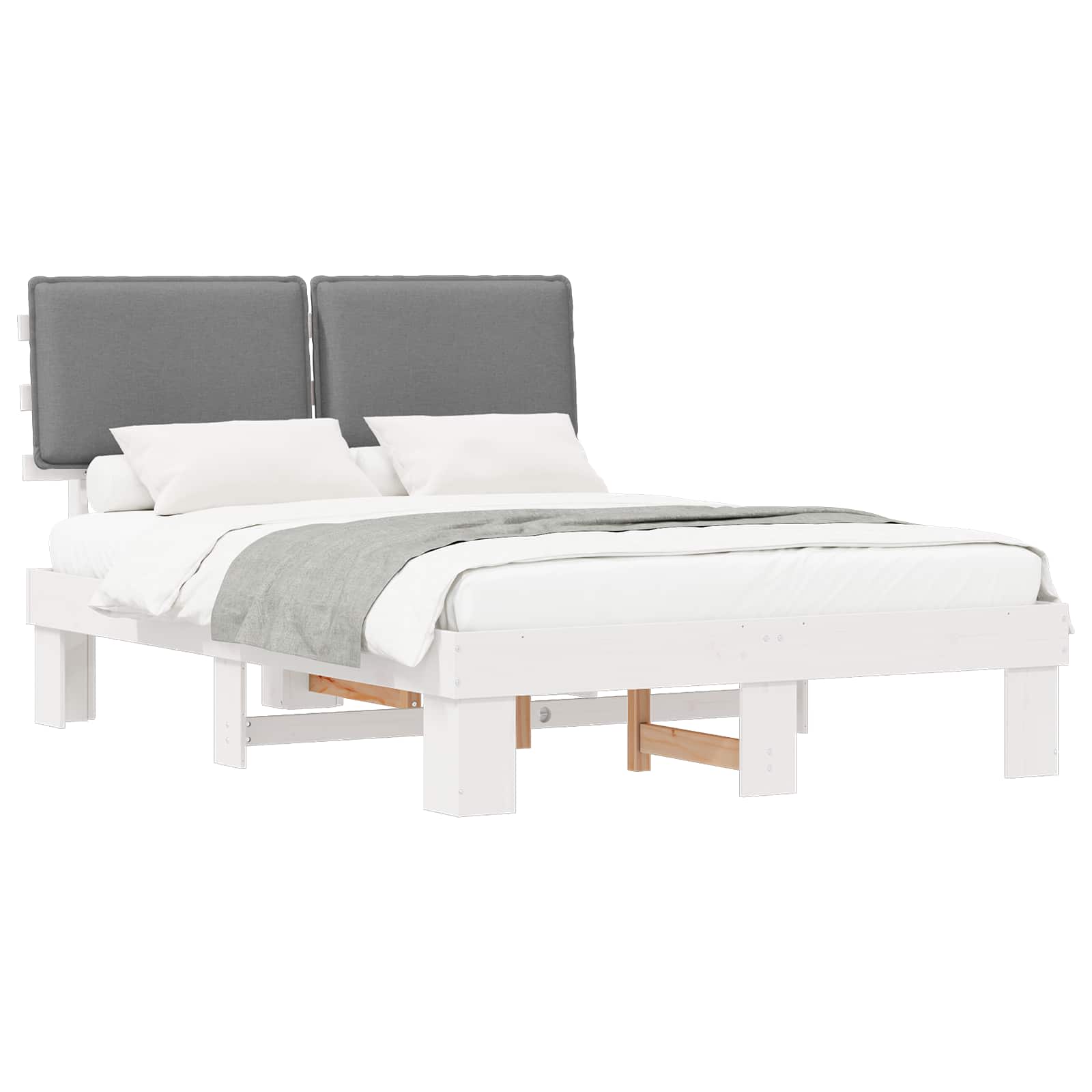 Letto con Testiera Rivestita Grigio chiaro 140 x 200 cm | homemem39