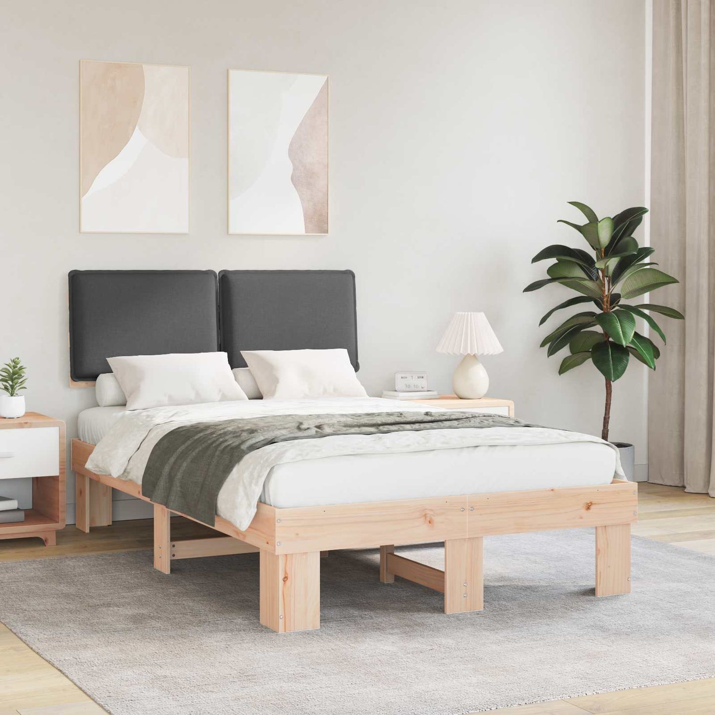 Letto con Testiera Rivestita Grigio scuro 120 x 200 cm | homemem39