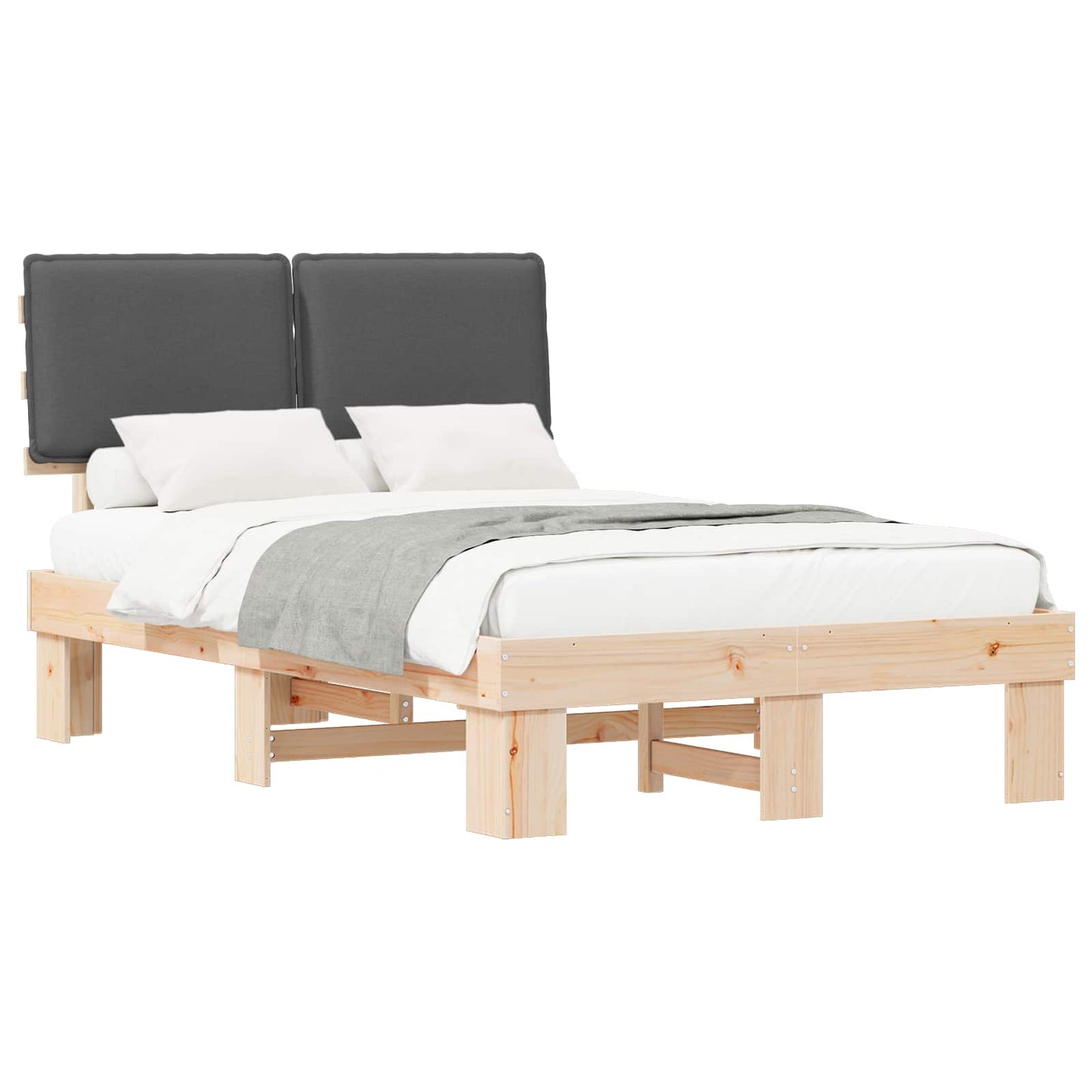 Letto con Testiera Rivestita Grigio scuro 120 x 200 cm | homemem39