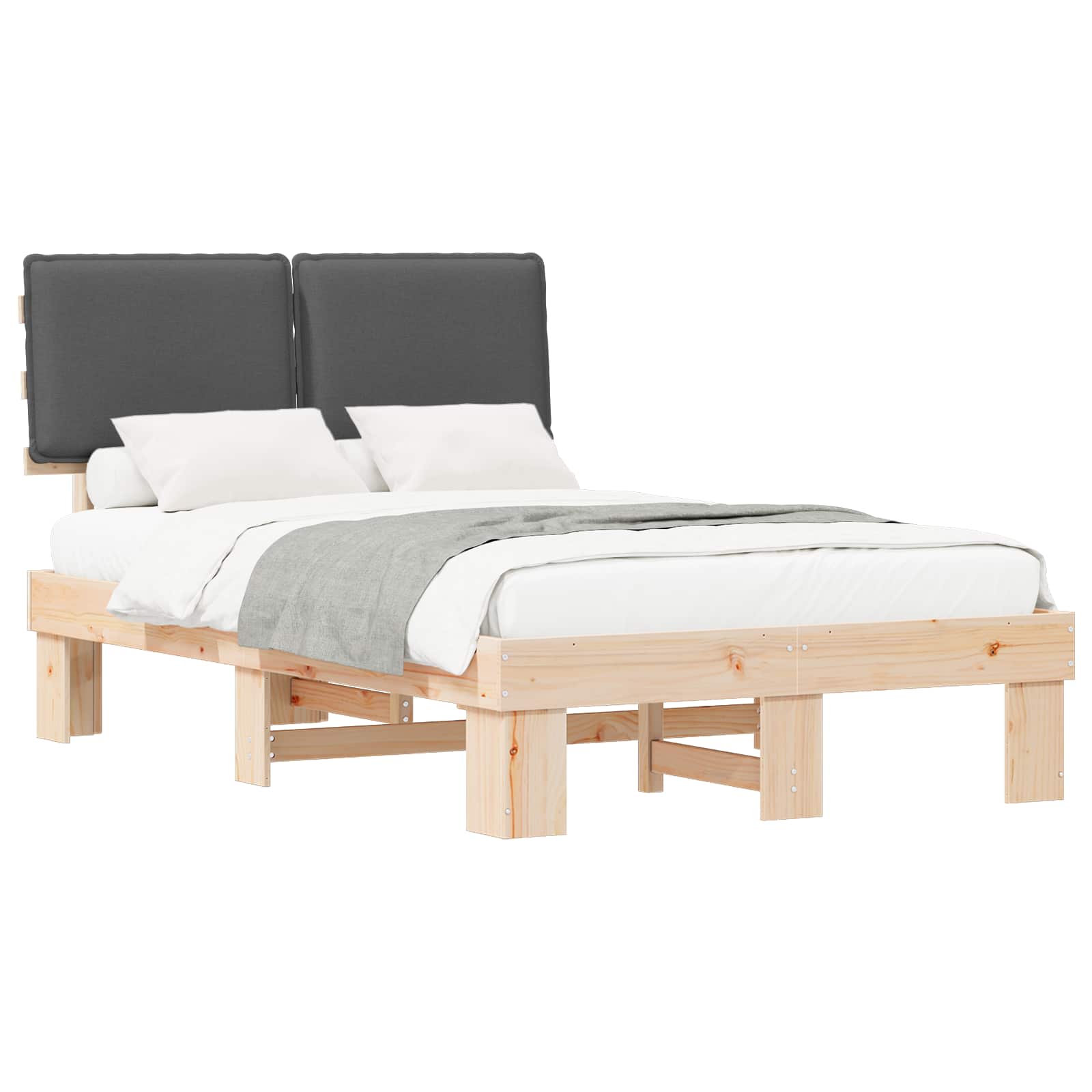 Letto con Testiera Rivestita Grigio scuro 120 x 200 cm | homemem39
