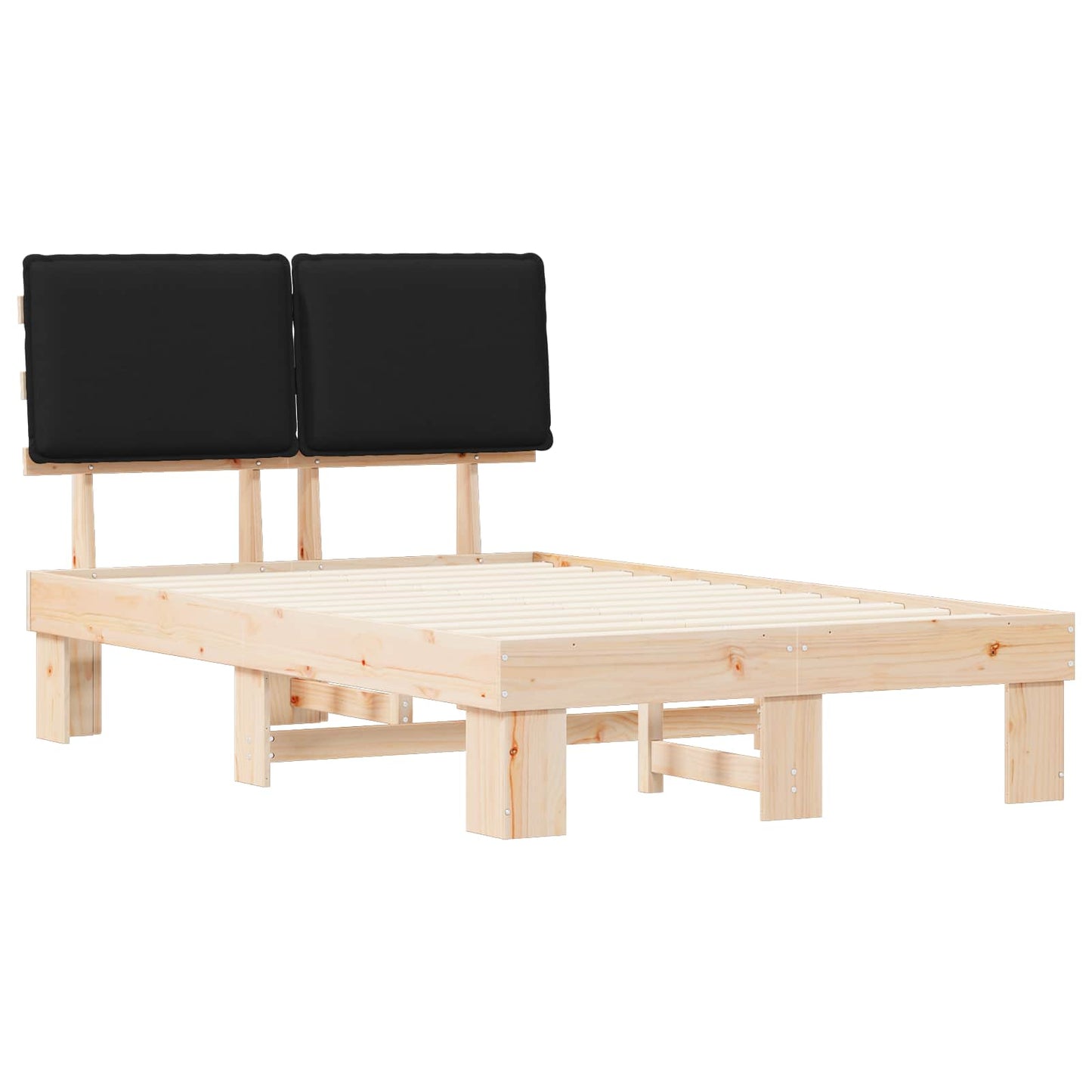 Letto con Testiera Rivestita Nero 120 x 200 cm Pino massello | homemem39