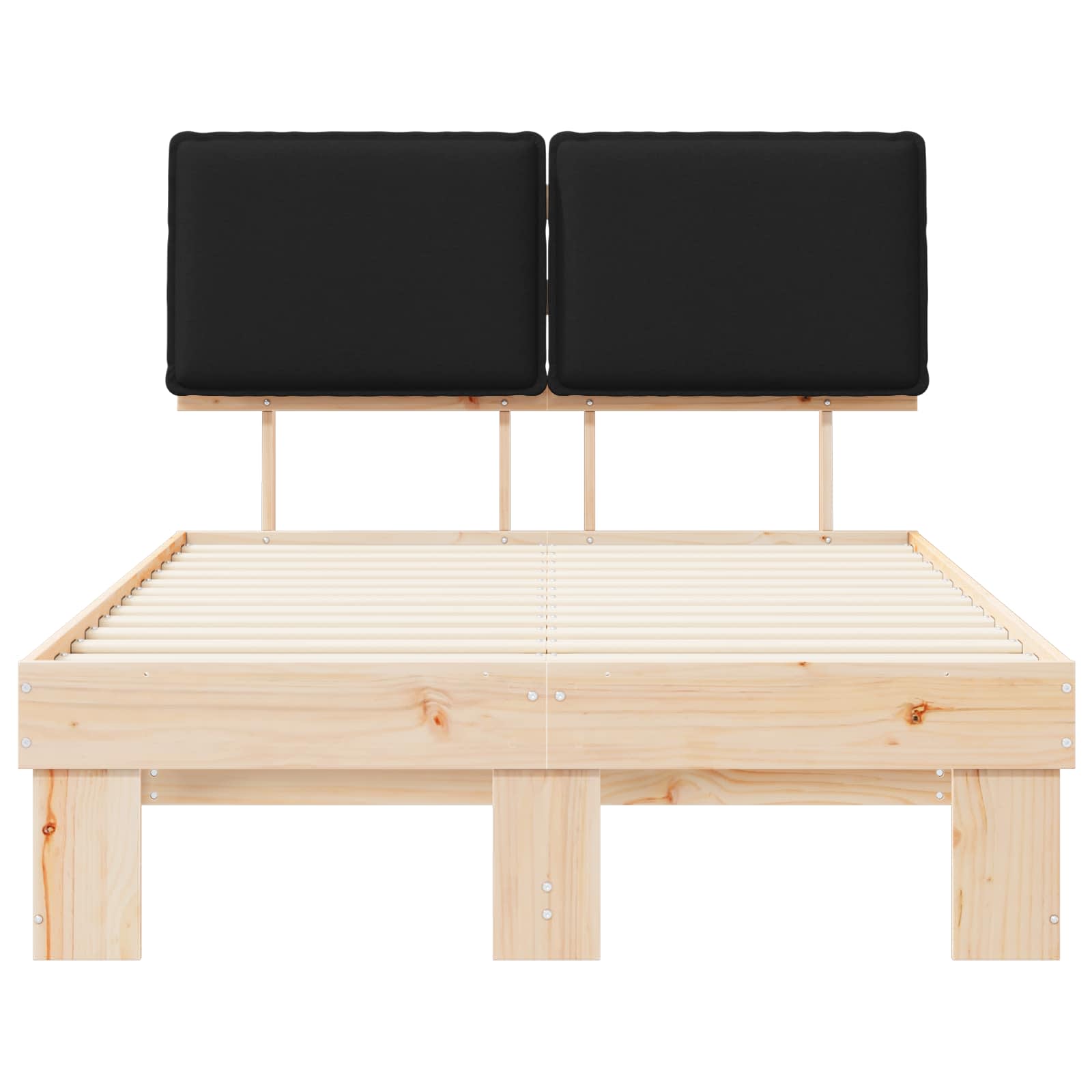 Letto con Testiera Rivestita Nero 120 x 200 cm Pino massello | homemem39