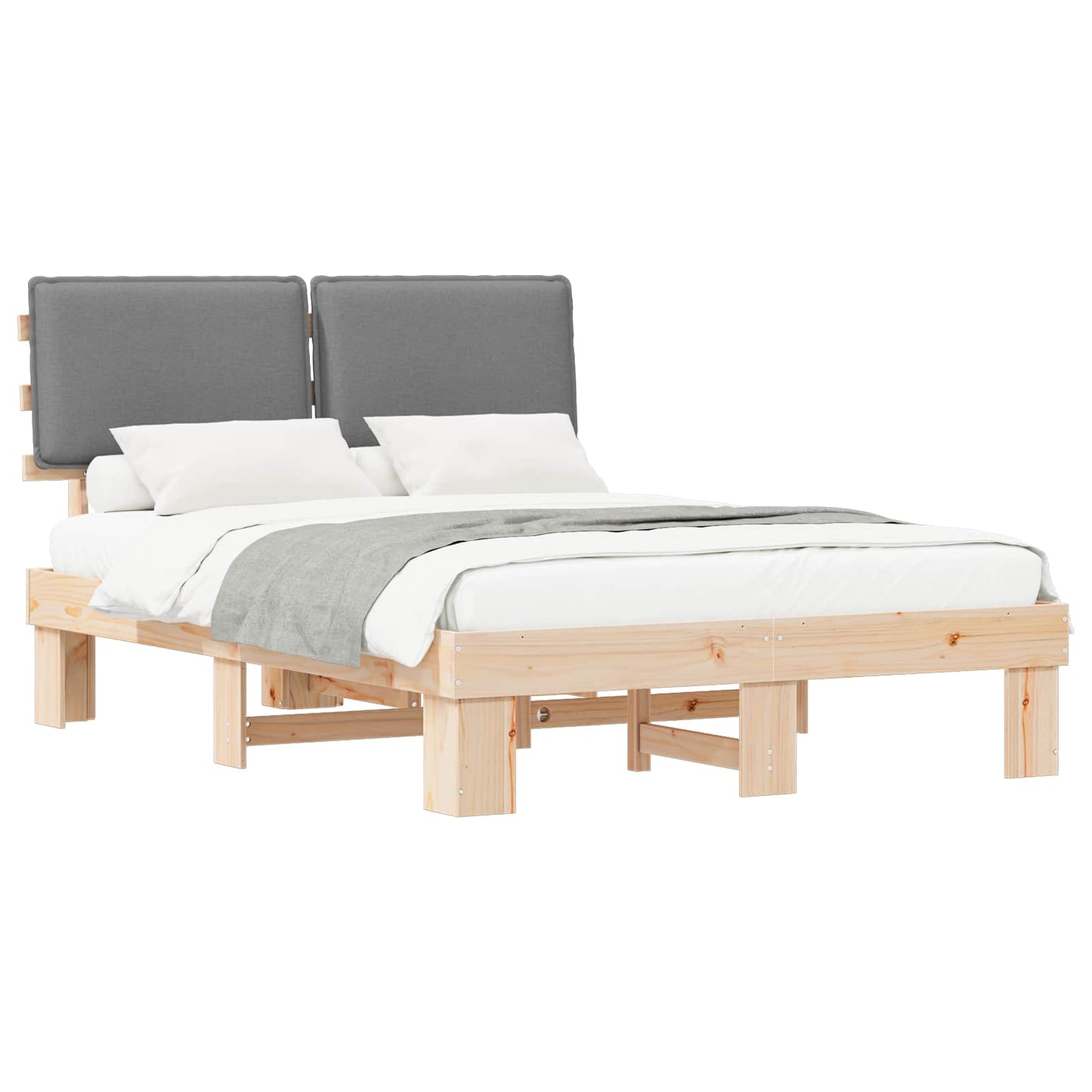 Letto con Testiera Rivestita Grigio chiaro 140 x 190 cm | homemem39