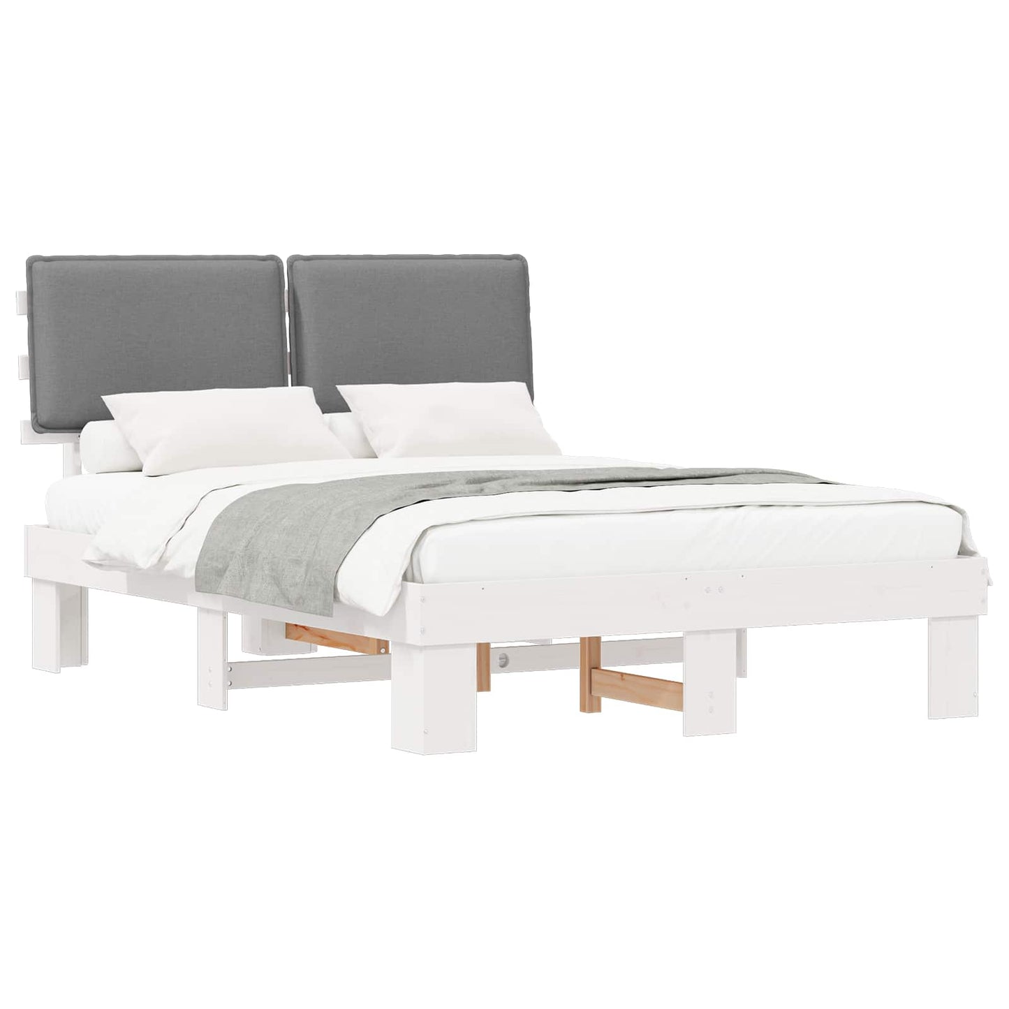Letto con Testiera Rivestita Grigio chiaro 140 x 190 cm | homemem39