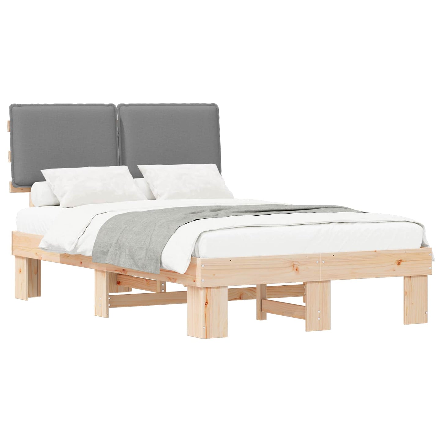 Letto con Testiera Rivestita Grigio chiaro 120 x 190 cm | homemem39