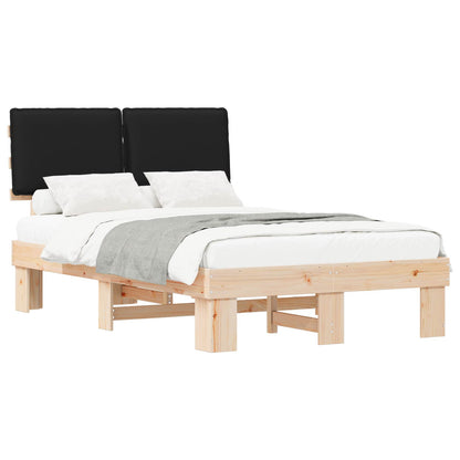 Letto con Testiera Rivestita Nero 120 x 190 cm Pino massello | homemem39