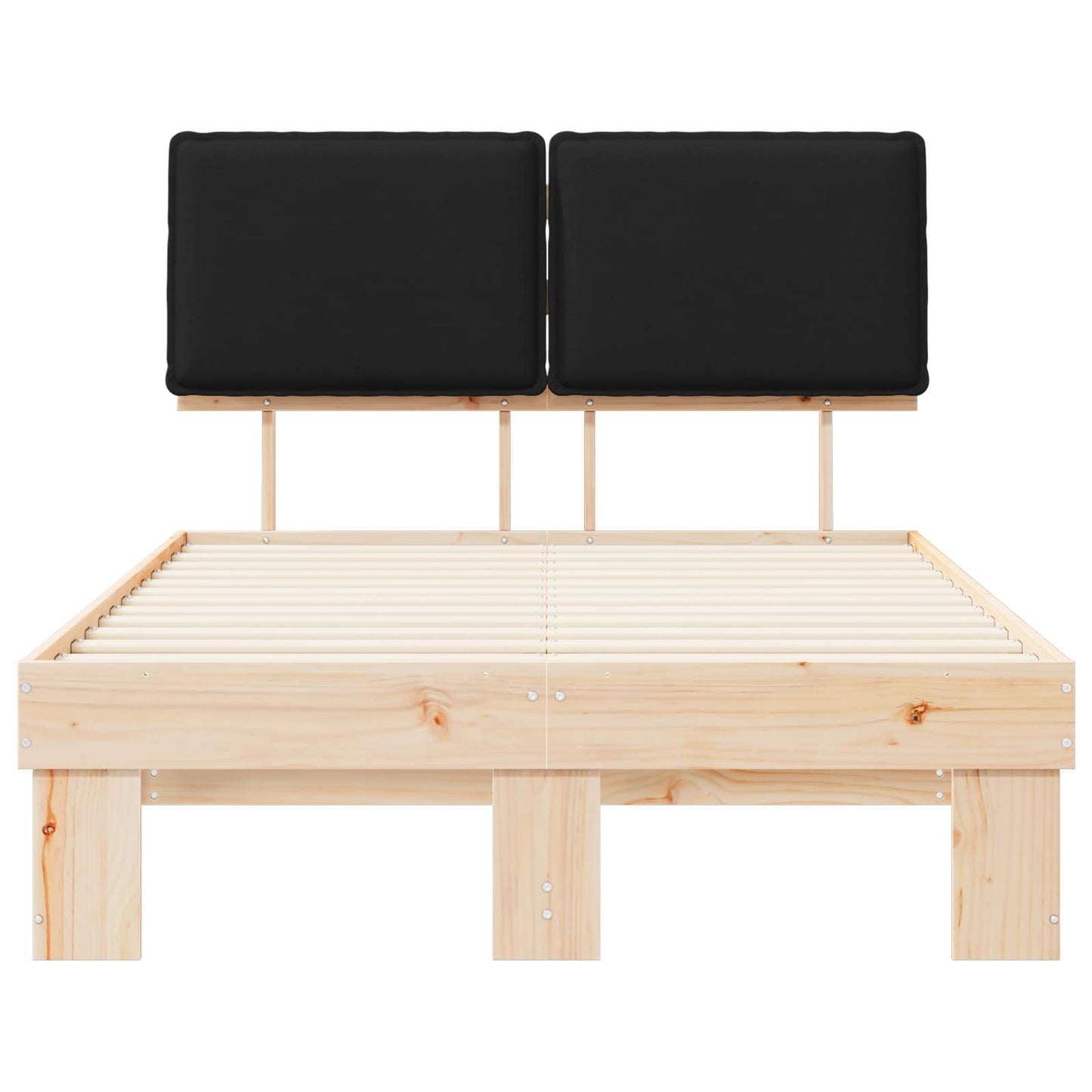 Letto con Testiera Rivestita Nero 120 x 190 cm Pino massello | homemem39