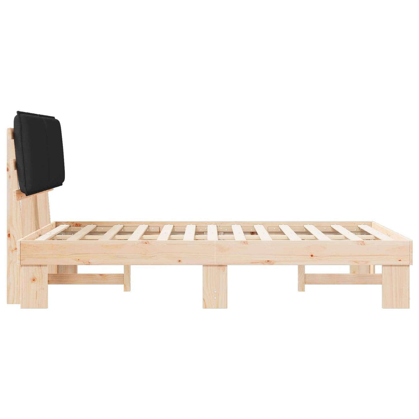 Letto con Testiera Rivestita Nero 120 x 190 cm Pino massello | homemem39