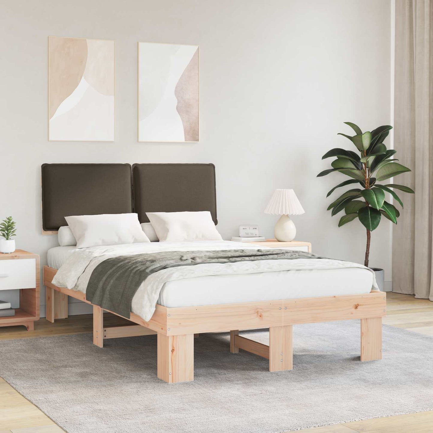 Letto con Testiera Rivestita Talpa 120 x 190 cm Pino massello | homemem39
