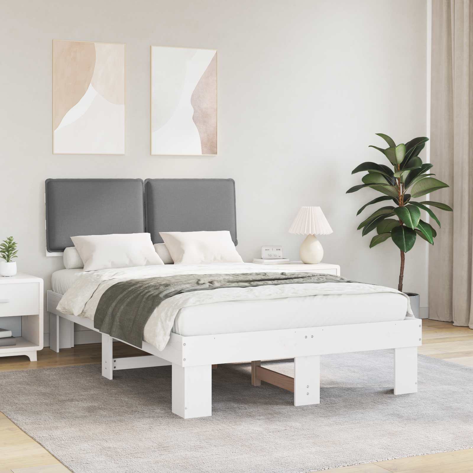Letto con Testiera Rivestita Grigio chiaro 120 x 190 cm | homemem39