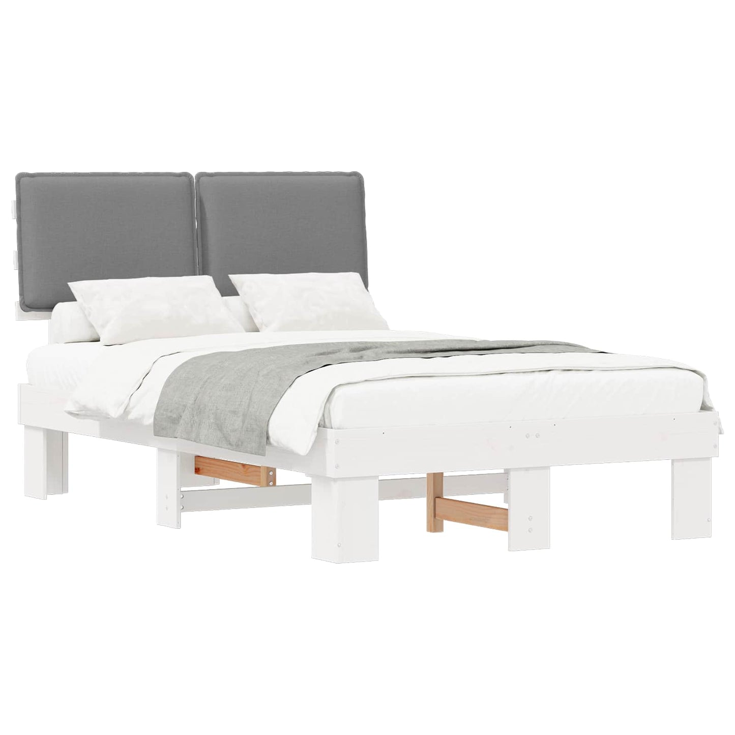 Letto con Testiera Rivestita Grigio chiaro 120 x 190 cm | homemem39
