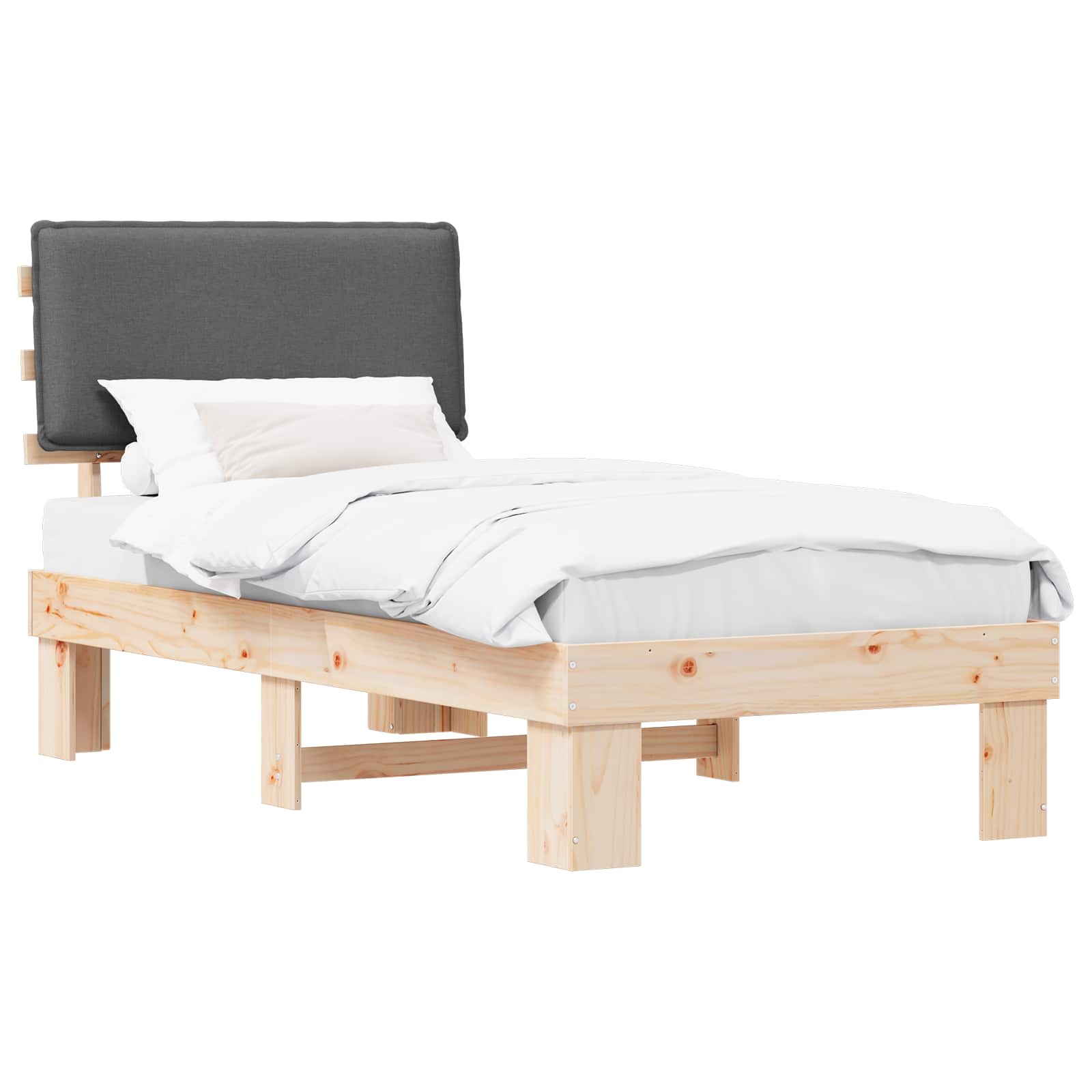 Letto con Testiera Rivestita Grigio scuro 100 x 200 cm | homemem39