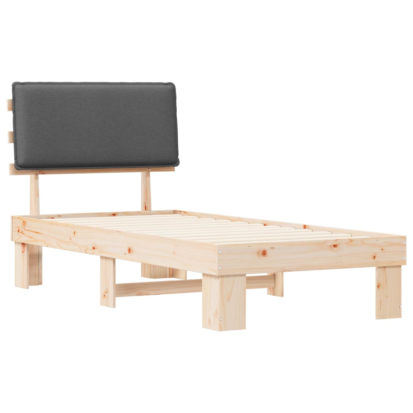 Letto con Testiera Rivestita Grigio scuro 100 x 200 cm | homemem39