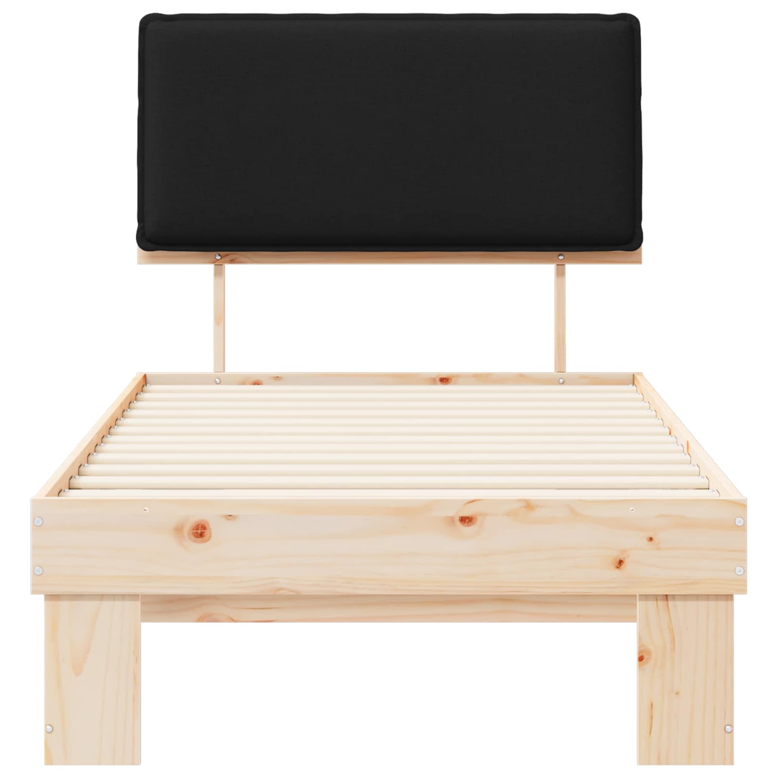 Letto con Testiera Rivestita Nero 100 x 200 cm Pino massello | homemem39