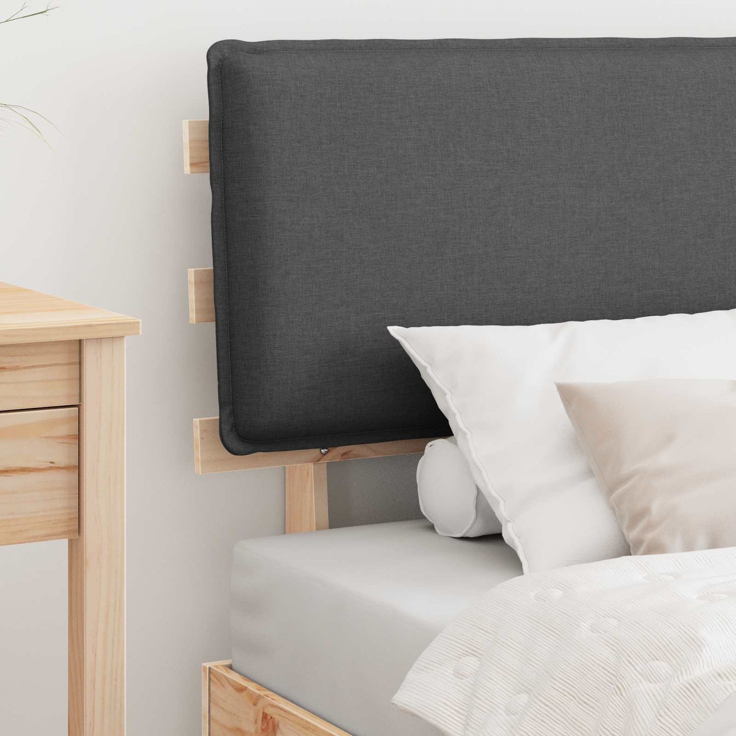 Letto con Testiera Rivestita Grigio scuro 90 x 200 cm | homemem39