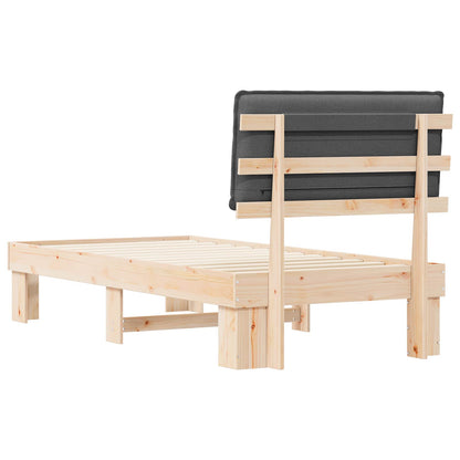 Letto con Testiera Rivestita Grigio scuro 90 x 200 cm | homemem39