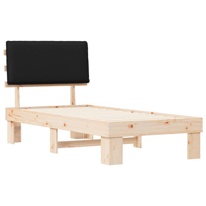 Letto con Testiera Rivestita Nero 90 x 200 cm Pino massello | homemem39