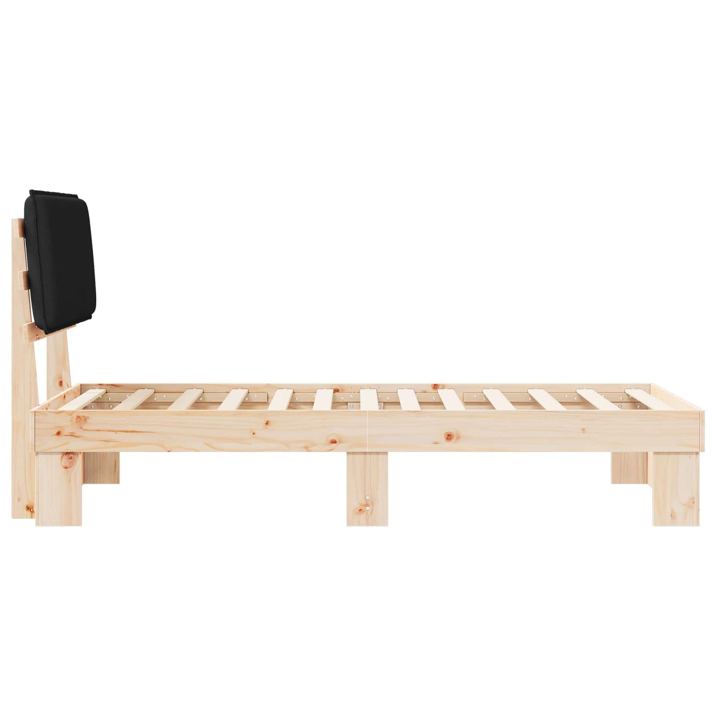 Letto con Testiera Rivestita Nero 90 x 200 cm Pino massello | homemem39