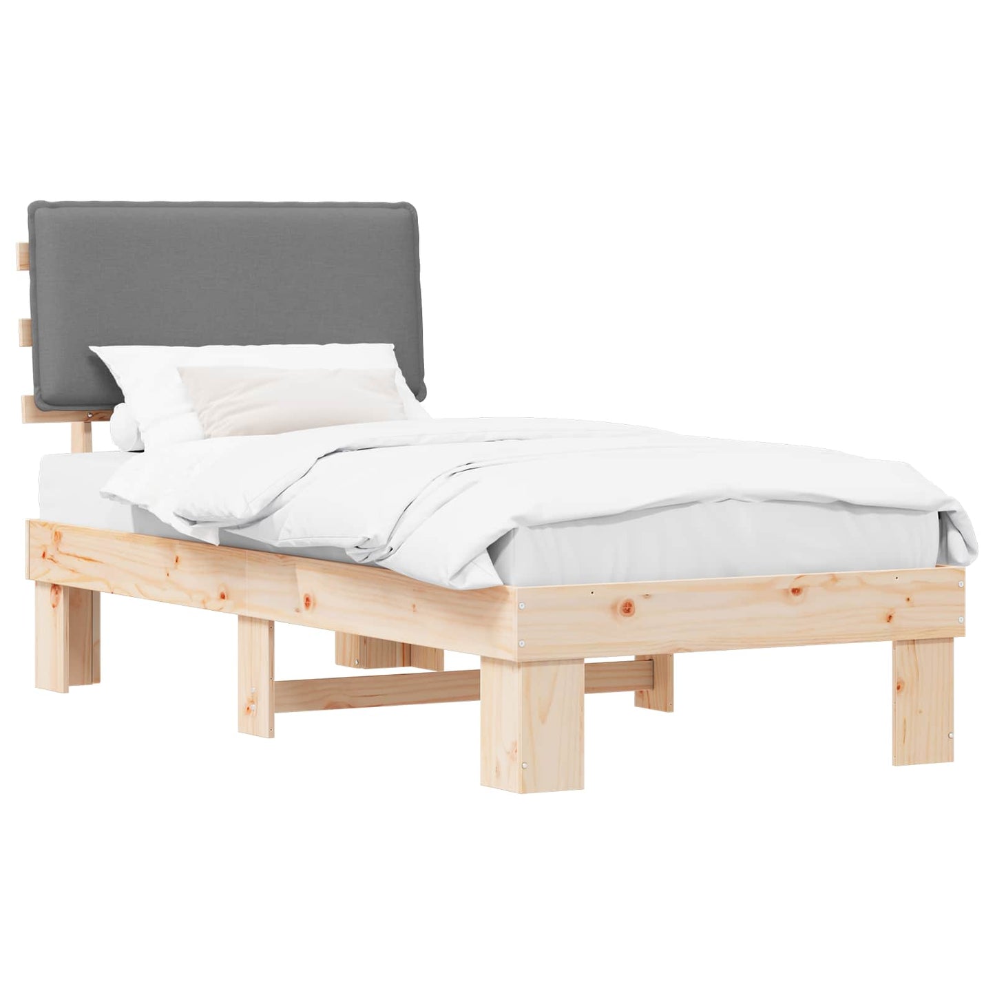 Letto con Testiera Rivestita Grigio chiaro 80 x 200 cm | homemem39
