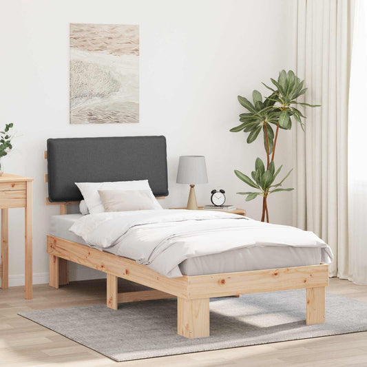 Letto con Testiera Rivestita Grigio scuro 80 x 200 cm | homemem39