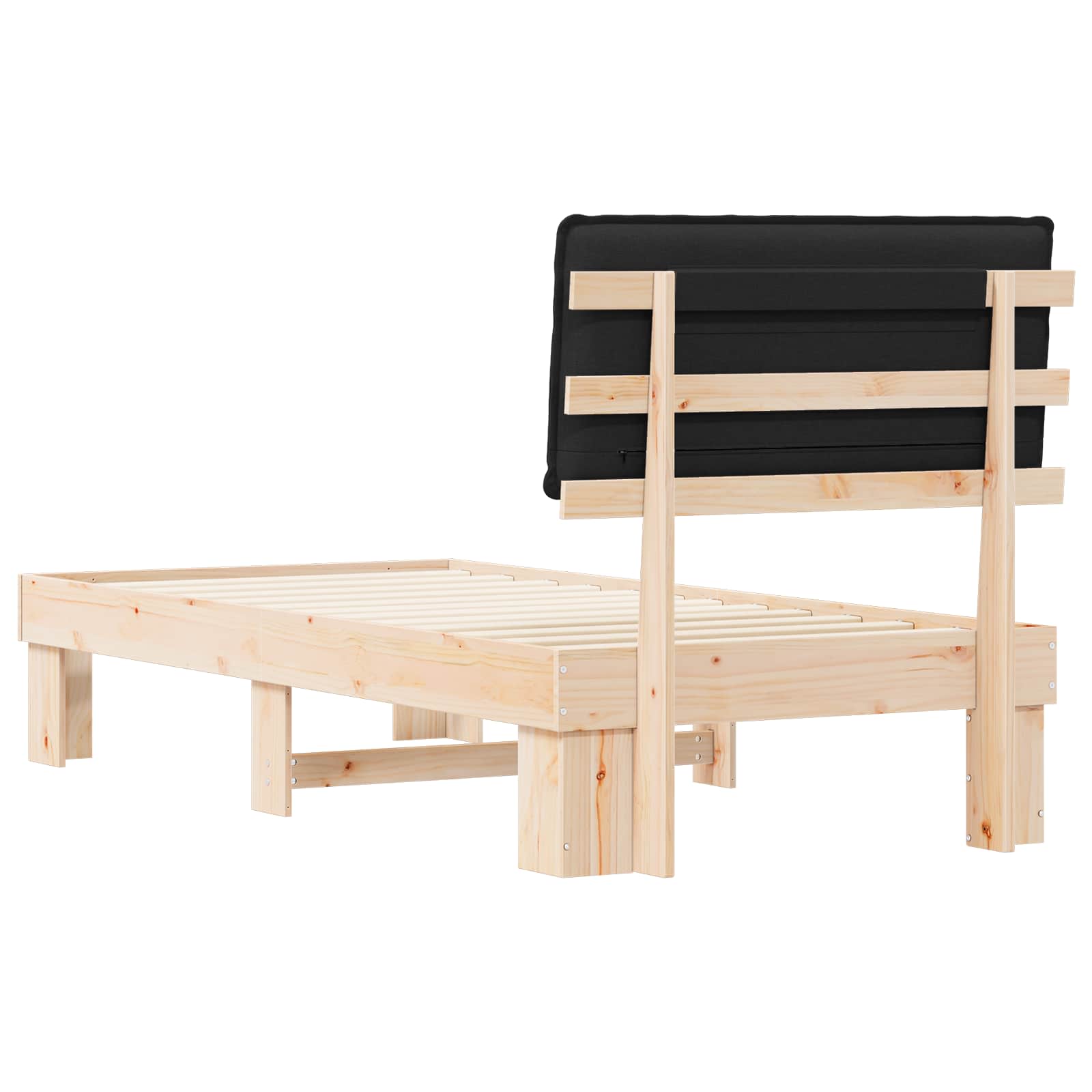 Letto con Testiera Rivestita Nero 80 x 200 cm Pino massello | homemem39