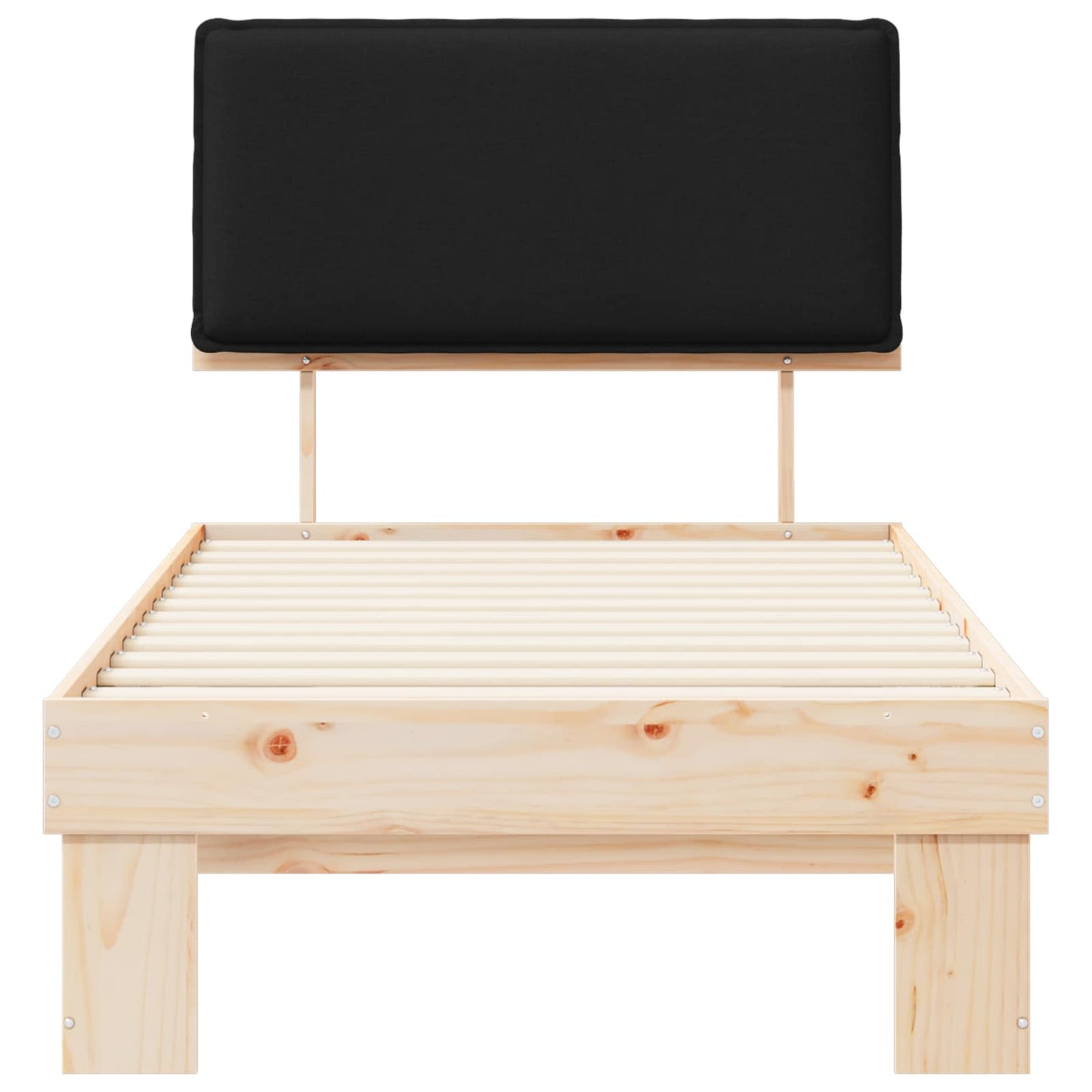 Letto con Testiera Rivestita Nero 80 x 200 cm Pino massello | homemem39