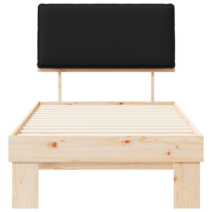 Letto con Testiera Rivestita Nero 80 x 200 cm Pino massello | homemem39