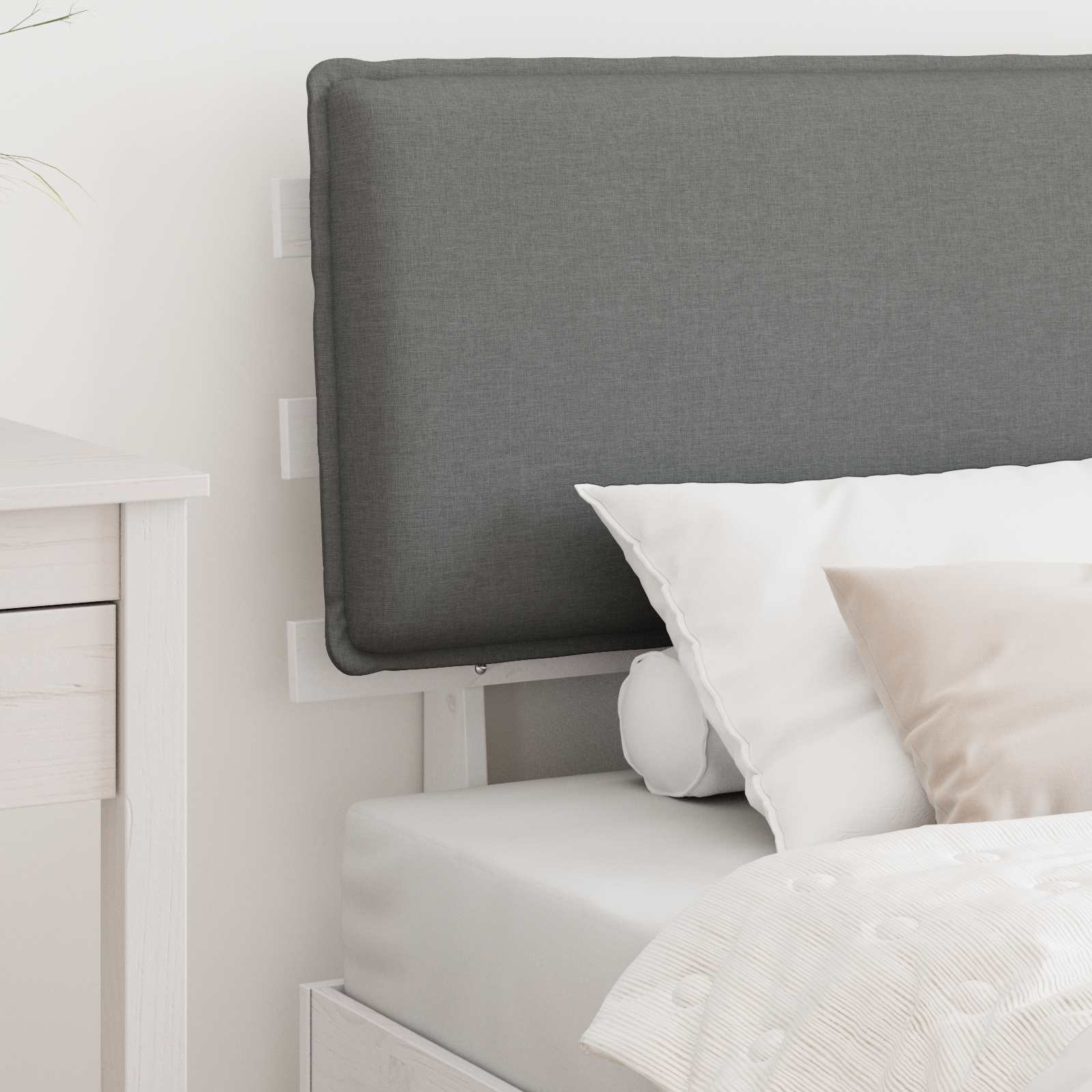 Letto con Testiera Rivestita Grigio chiaro 90 x 190 cm | homemem39