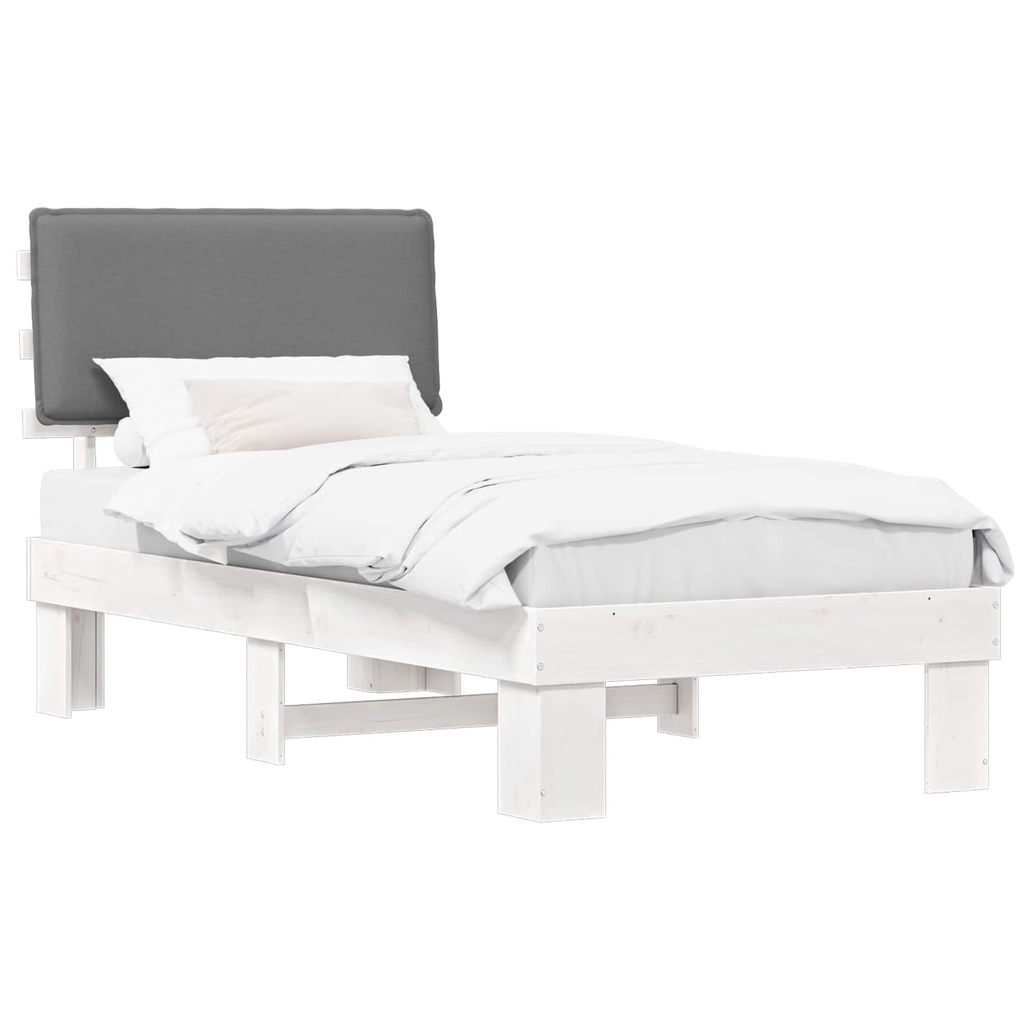 Letto con Testiera Rivestita Grigio chiaro 90 x 190 cm | homemem39