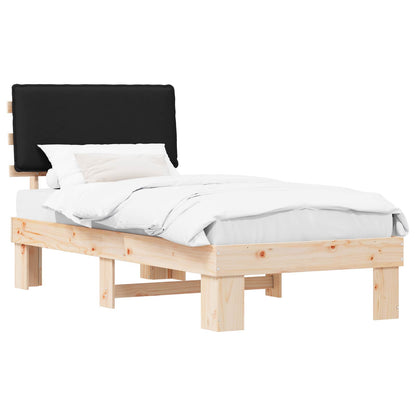 Letto con Testiera Rivestita Nero 75 x 190 cm Pino massello | homemem39