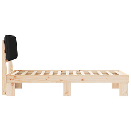 Letto con Testiera Rivestita Nero 75 x 190 cm Pino massello | homemem39