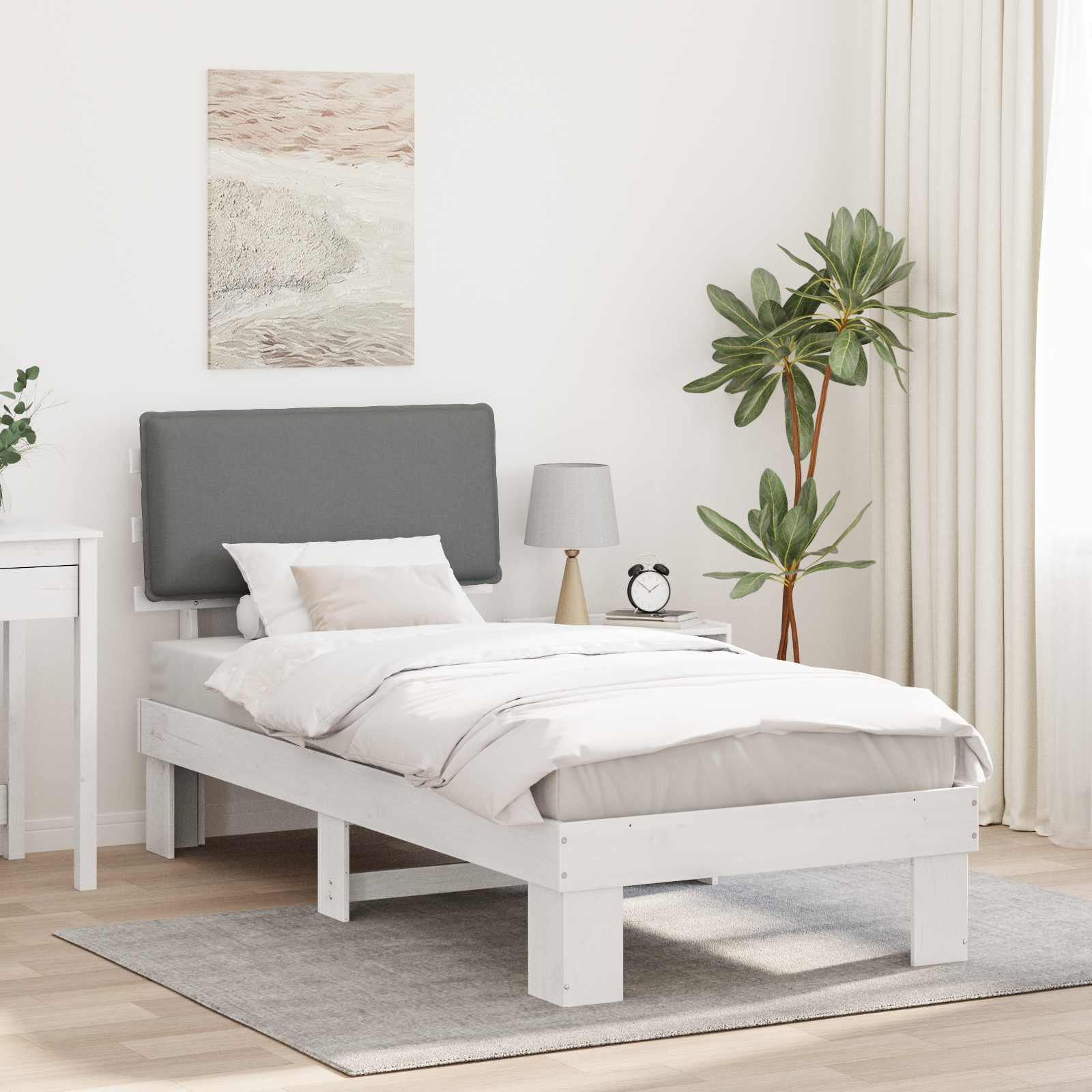 Letto con Testiera Rivestita Grigio chiaro 75 x 190 cm | homemem39