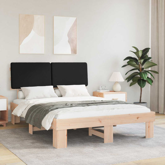 Letto con Testiera Rivestita Nero 160 x 200 cm Pino massello | homemem39