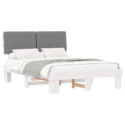 Letto con Testiera Rivestita Grigio chiaro 150 x 200 cm
