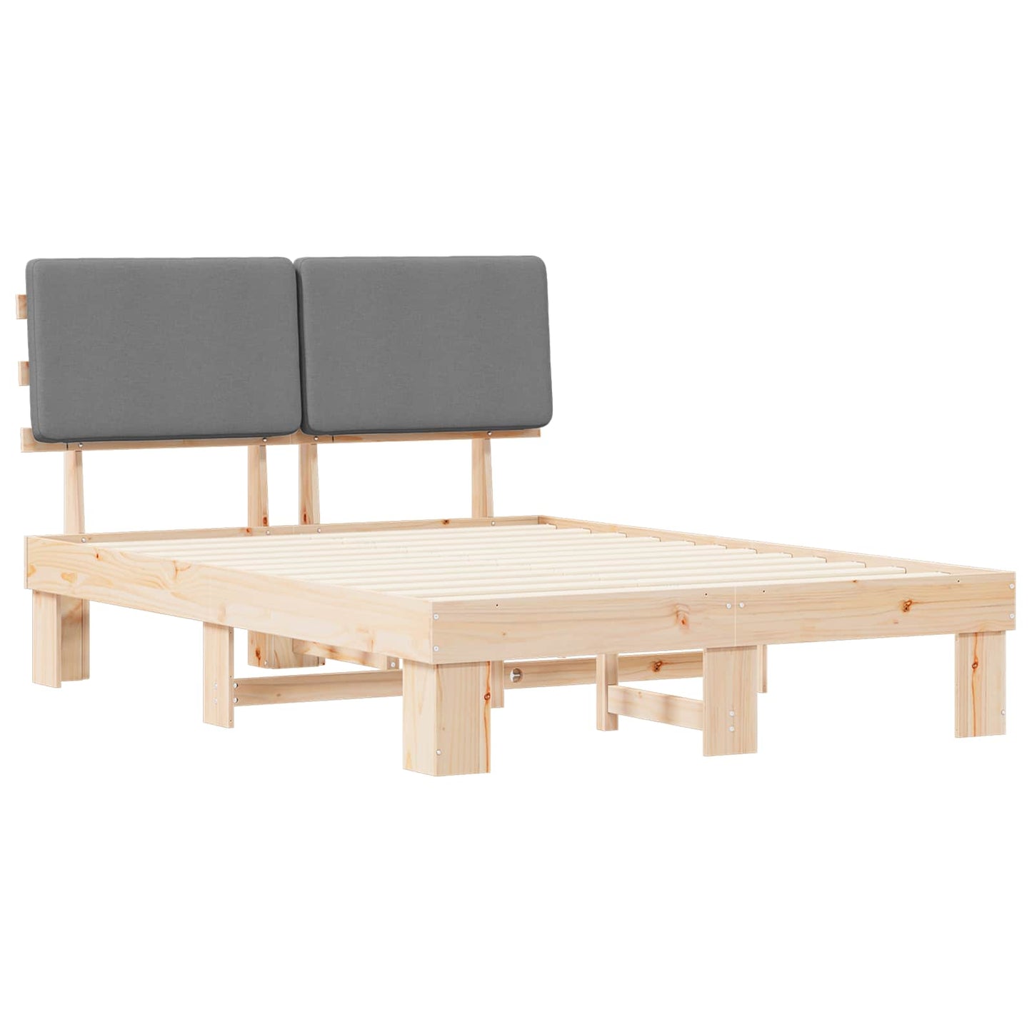 Letto con Testiera Rivestita Grigio chiaro 140 x 200 cm