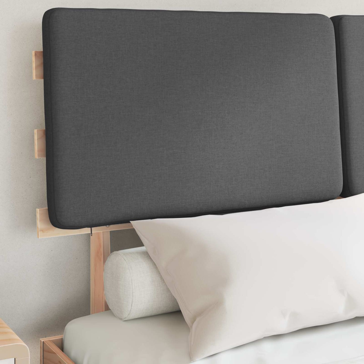 Letto con Testiera Rivestita Grigio scuro 140 x 200 cm