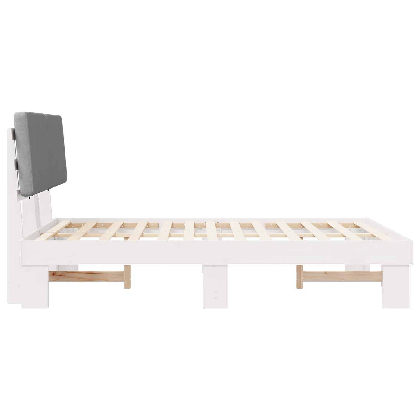 Letto con Testiera Rivestita Grigio chiaro 140 x 200 cm