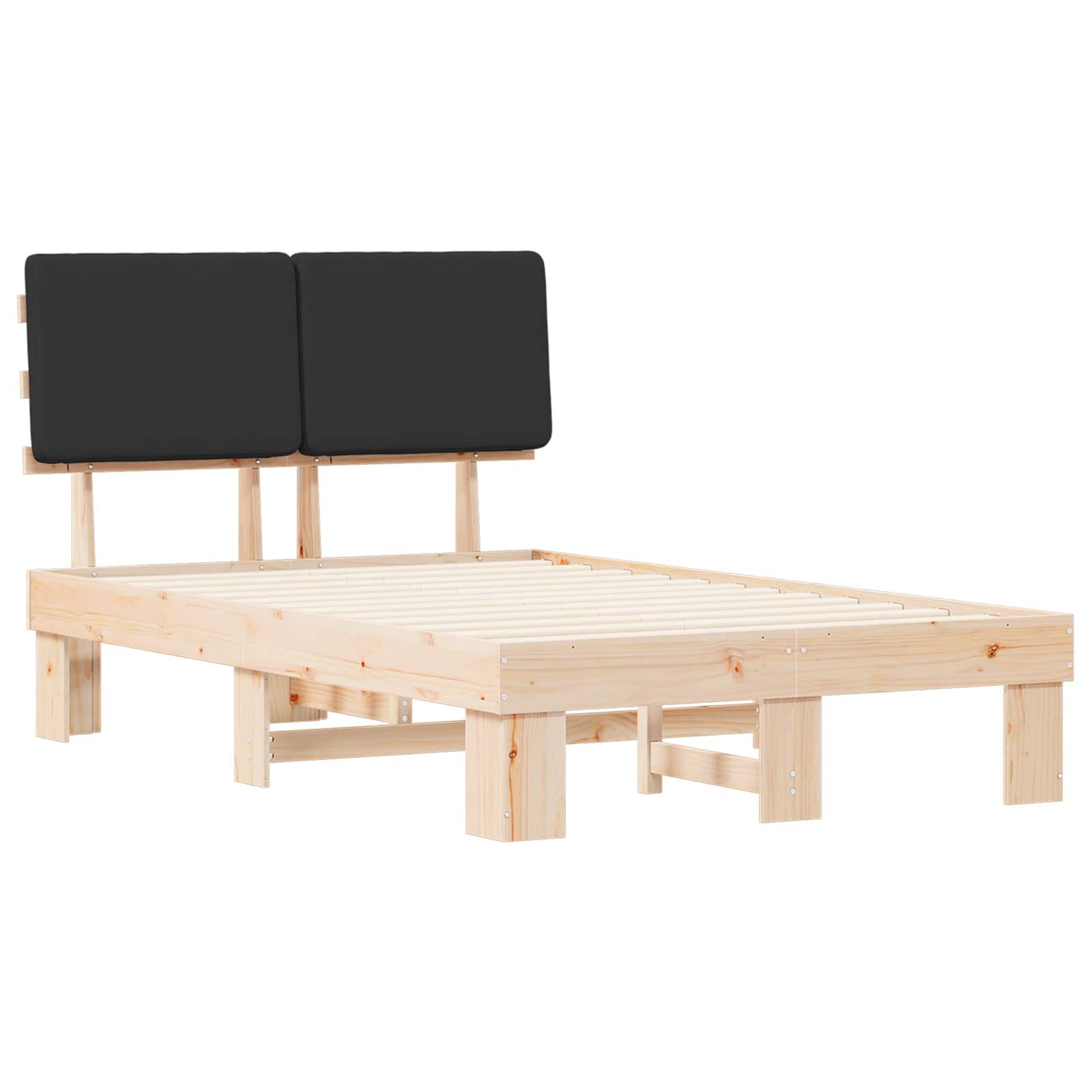 Letto con Testiera Rivestita Nero 120 x 200 cm Pino massello | homemem39
