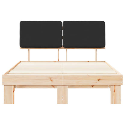 Letto con Testiera Rivestita Nero 140 x 190 cm Pino massello