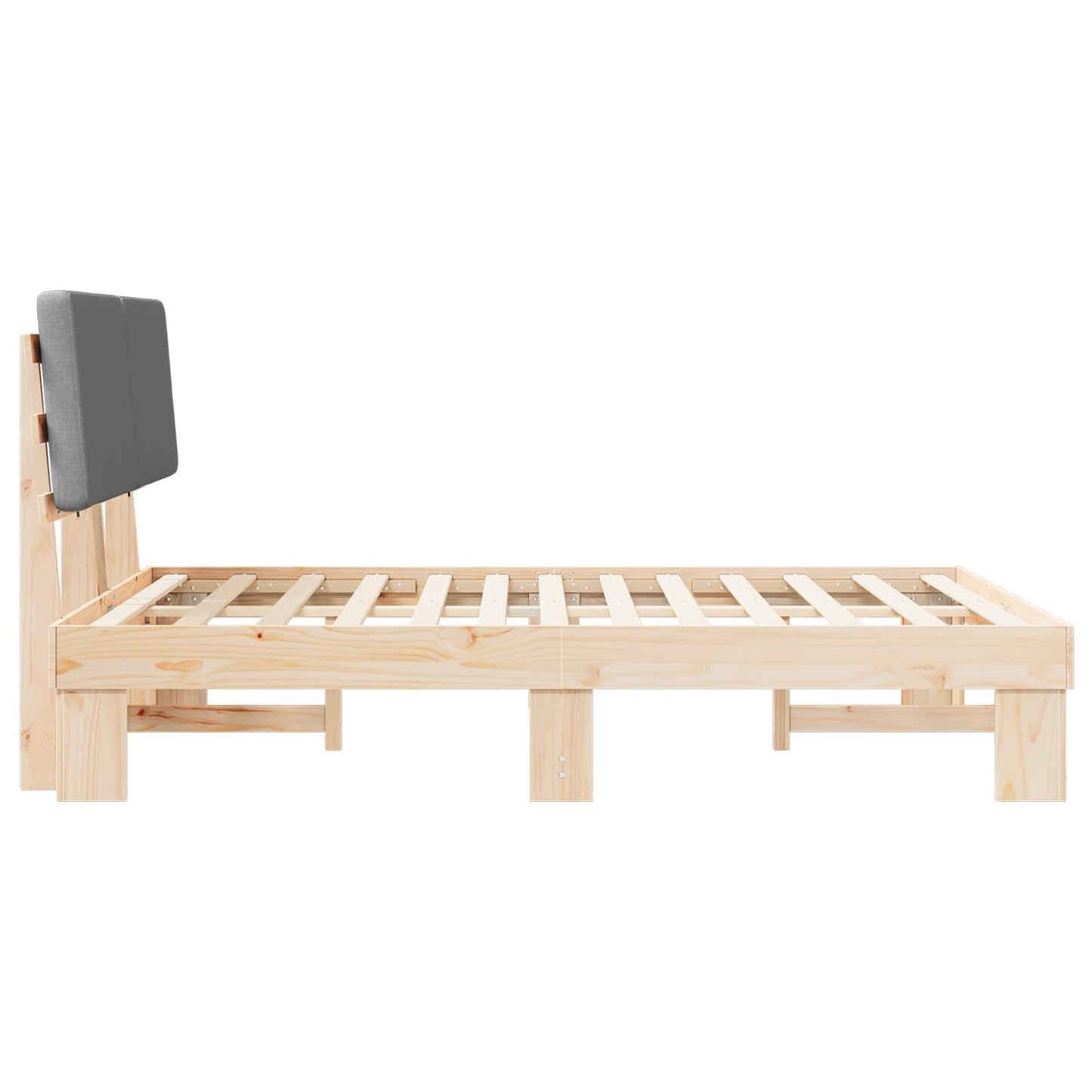 Letto con Testiera Rivestita Grigio chiaro 135 x 190 cm