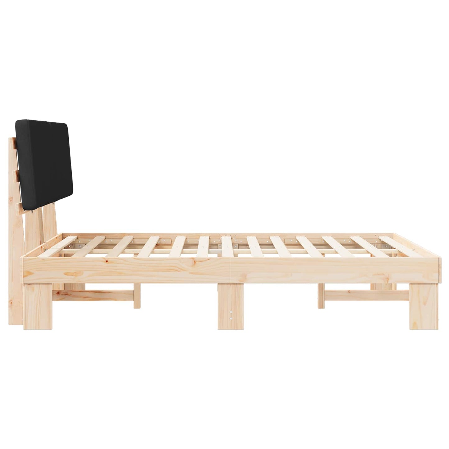 Letto con Testiera Rivestita Nero 120 x 190 cm Pino massello