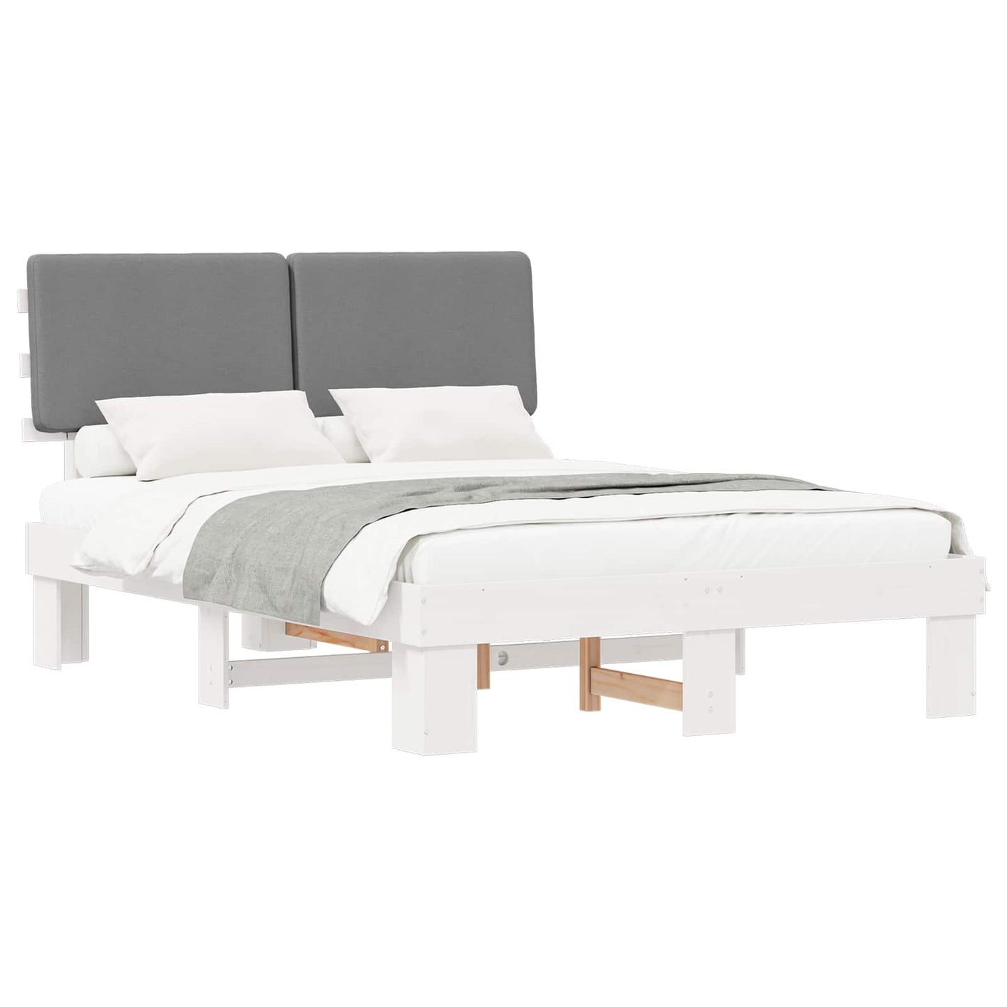 Letto con Testiera Rivestita Grigio chiaro 120 x 190 cm