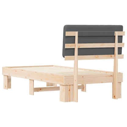 Letto con Testiera Rivestita Grigio scuro 100 x 200 cm