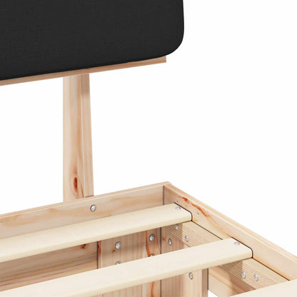 Letto con Testiera Rivestita Nero 100 x 200 cm Pino massello