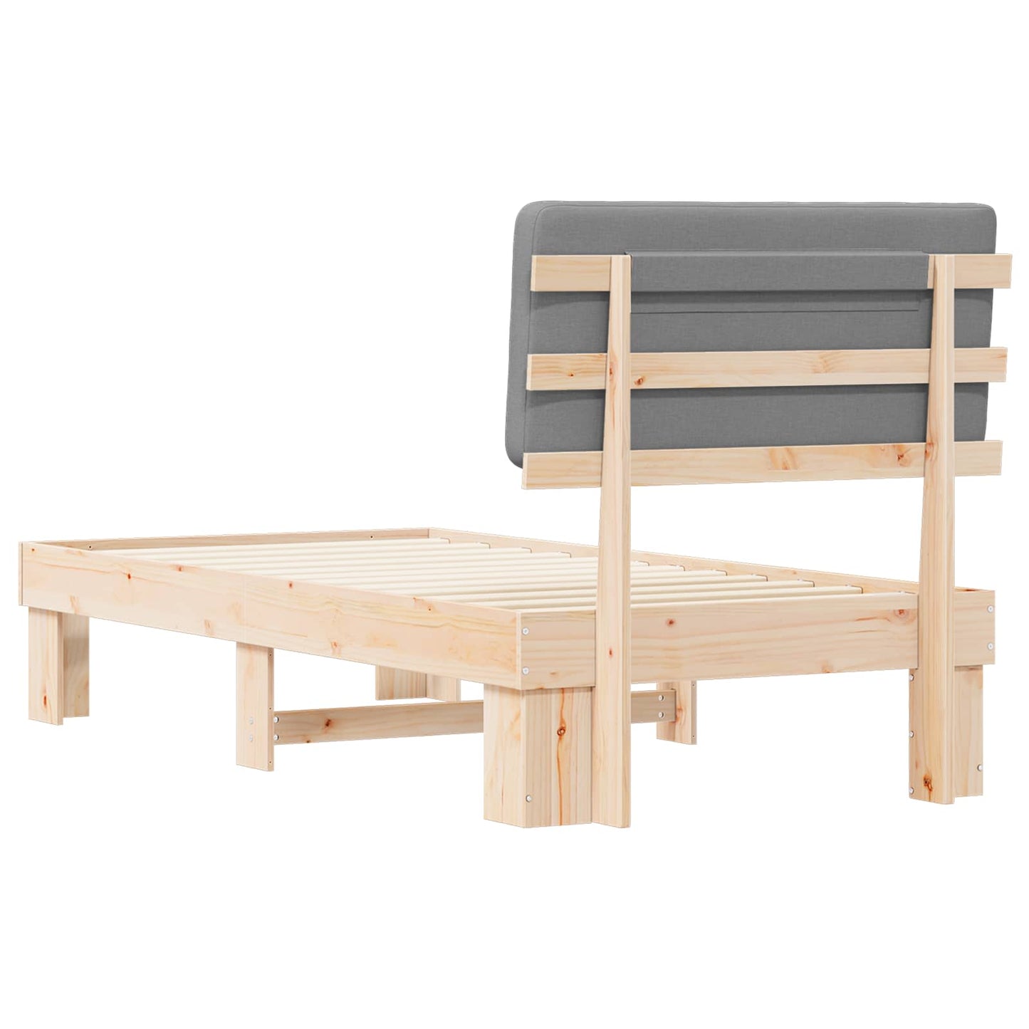 Letto con Testiera Rivestita Grigio chiaro 90 x 200 cm