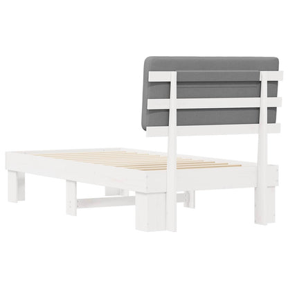 Letto con Testiera Rivestita Grigio chiaro 90 x 200 cm